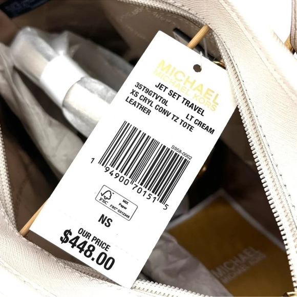 Michael Kors Jet Set Travel Extra-Small Top-Zip Tote Bag White/Gold (NWT) - Picture 12 of 12